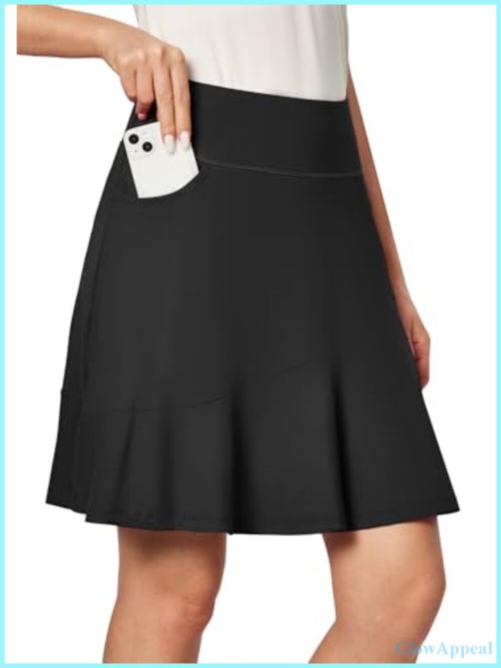 Knee Length Ruffle Skort with Pockets for Women Golf Tennis Activewear